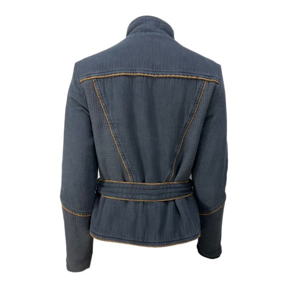 Free People Double Cloth Twill Wrap Jacket In Navy Sz XS - Picture 5 of 13